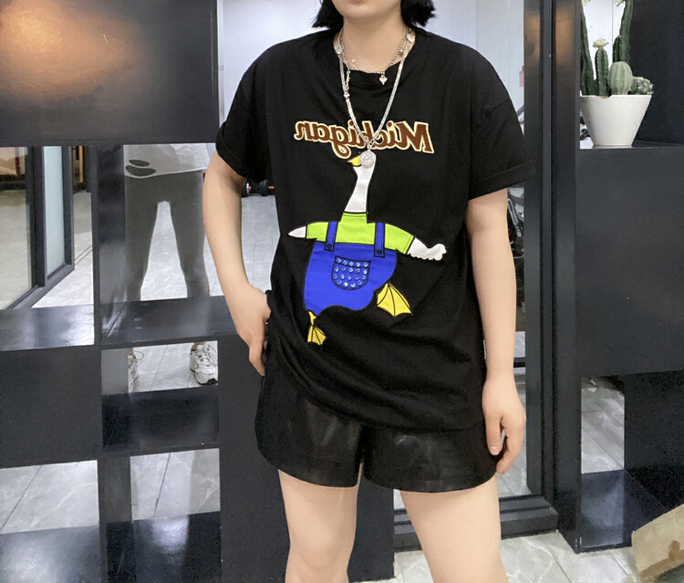 New in early summer! [Qijia +] embroidered duck versatile short sleeve T-shirt 7338# zyh
