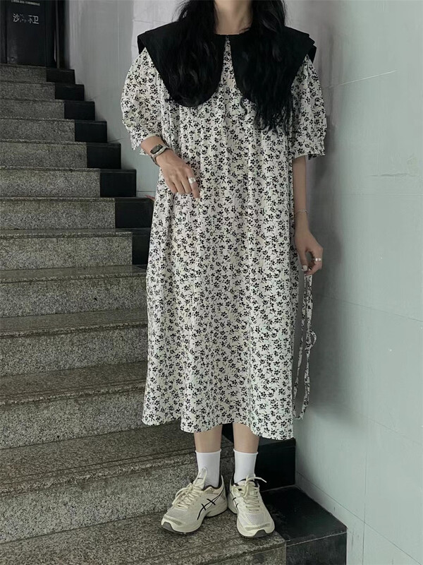 [bathing] floral lady dress (with belt) 1206# L