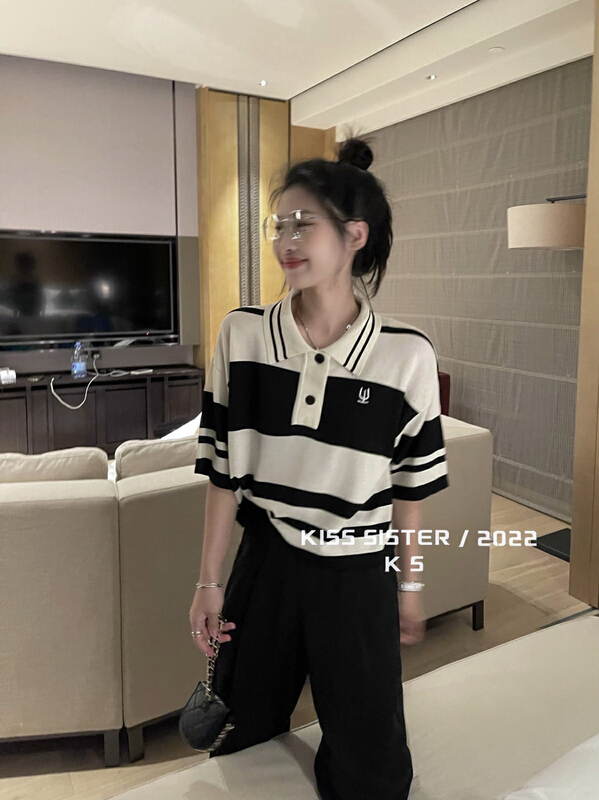 [kiss sister] Korean thin striped sweater 22m8035# ozq