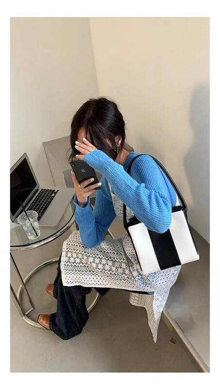 [double C] temperament color blocking design shoulder bag 1037# CCL