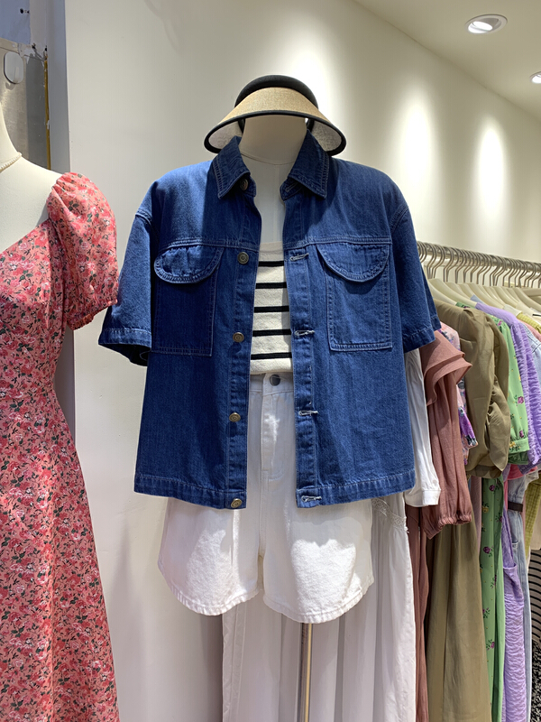 [Simida / doroe] Korean version simple foreign style short sleeved denim jacket 10052# zxl