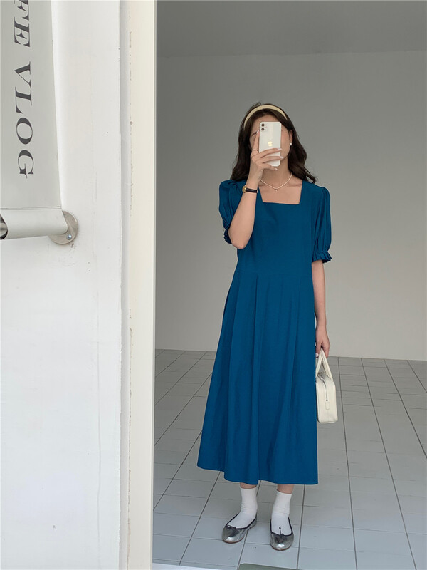 New in early summer! [feeding] Korean style square neck bubble sleeve dress ys1-8889# cqw