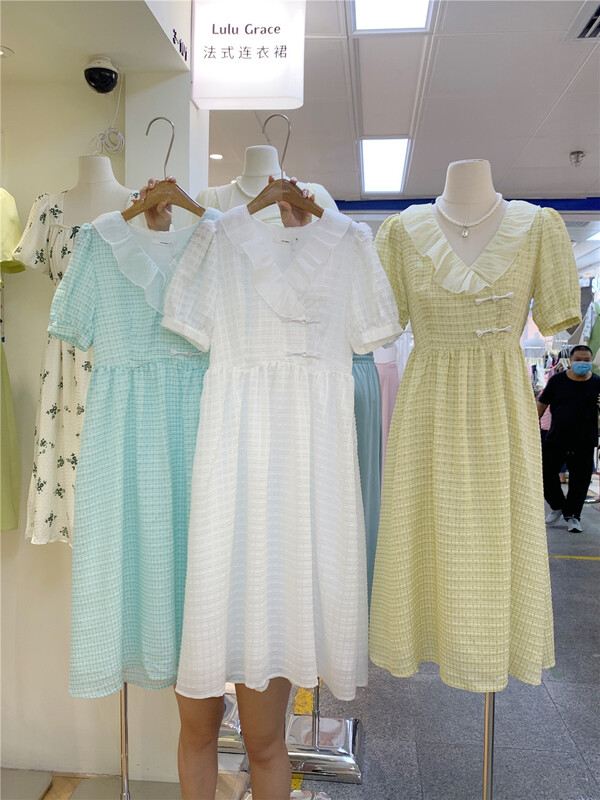 [Lulu grace] French style Ruffle bubble sleeve dress 6359# zjy