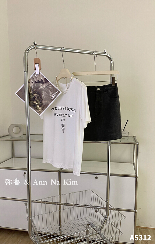 [Mi Xiang] letter printed loose short sleeve T-shirt 5321# hjy