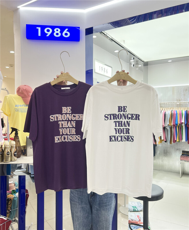 [1986] letter printing fashion Korean Short Sleeve T-shirt c875# LSL