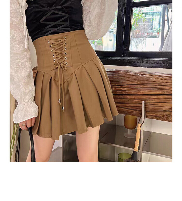 [Julia] high waist cross bandage wrapped around the hips, showing thin pleated skirt 816# HBx