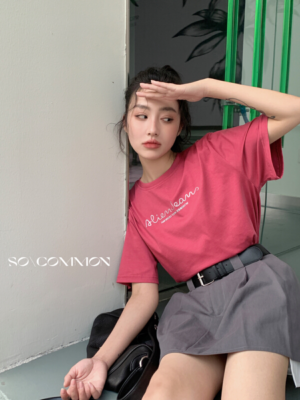 [so common] fashion metallic letter short sleeve T-shirt 62393# XYJ