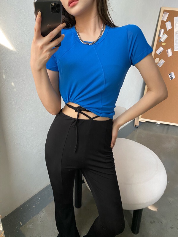 New in early summer! [modern 197] Korean simple basic versatile short sleeve T-shirt 5539# LSL