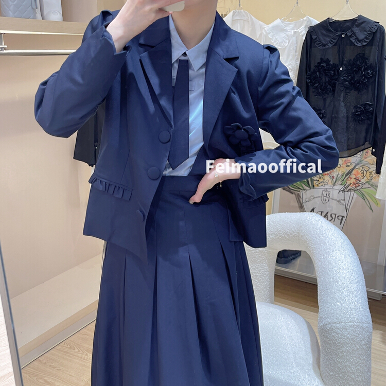 New year in early spring! [Feimao Philippine cat] Korean pure color pleated suit (non detachable tie) ym-9546# LSL