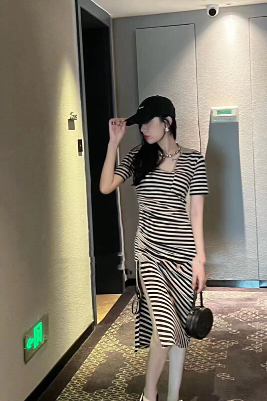 [FF. Studio] design sense minority stripe lady dress 9910# ozq
