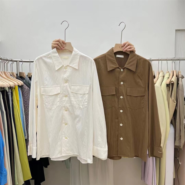 goods in stock! [Las celula] Korean clean color Double Pocket Shirt 5570# zxx