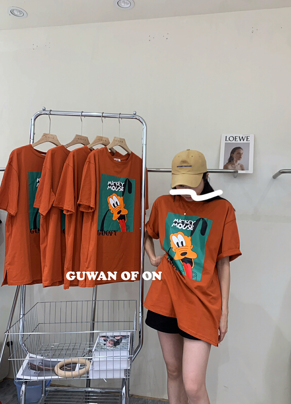 [Gu Wan] simple and versatile loose print short sleeve T-shirt 5685# zxx