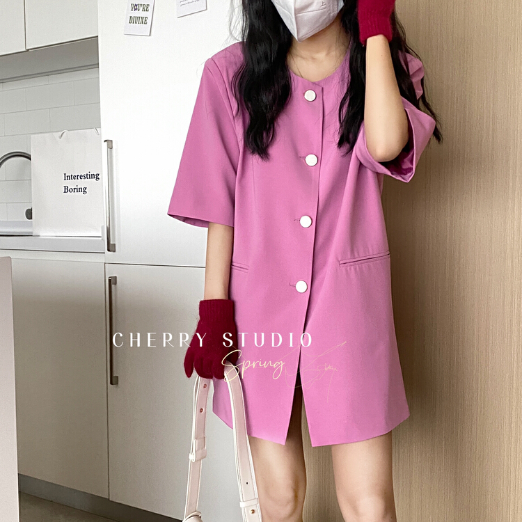 Original price 77.83! New year in early spring! [cherry studio] Korean belt round neck suit dress 5034# HBx