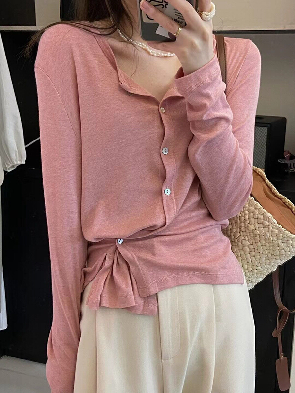 New in early summer! [Zoe Zoe] Korean sunscreen button shirt c222# L