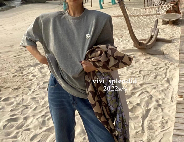 New year in early spring! [vivi] Korean Pullover versatile short sleeve T-shirt (with Brooch) 9050# ozq
