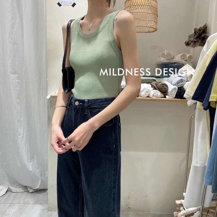 New in early summer! [mildness] simple curved bead knitted vest / sling 2758# ZSY