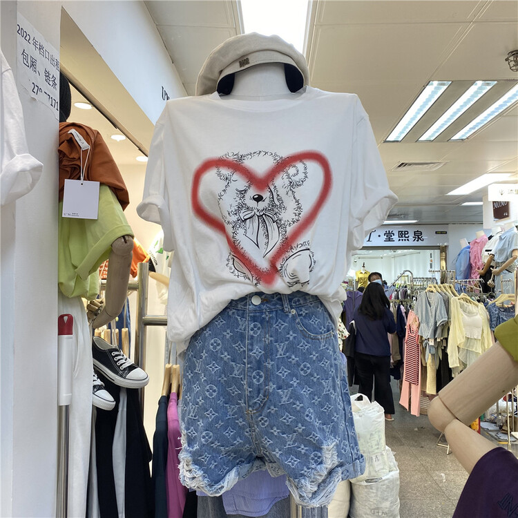 [new time] Korean love bear print short sleeve T-shirt 6152# XYY