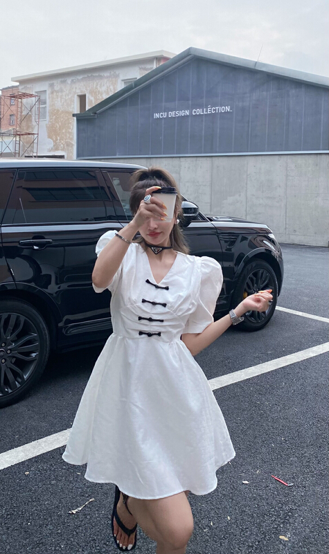 [yixuanru] V-neck fashion floral dress 8307# ozq