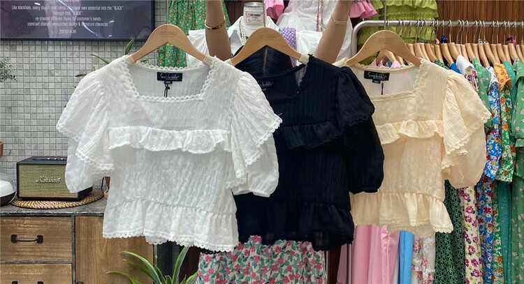 [N21] French square neck loose shirt 8552# WPL