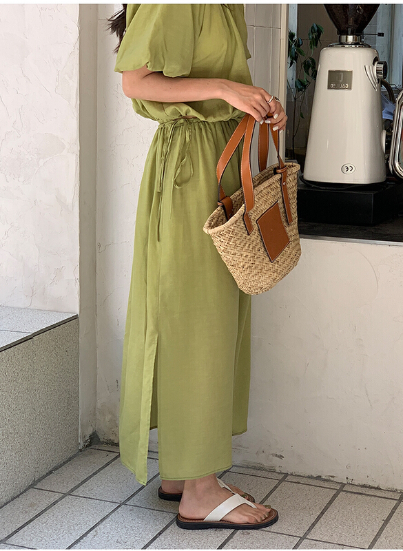 goods in stock! New in early summer! [the mind] Hanfeng new solid color Tencel skirt 60278-1# XYJ