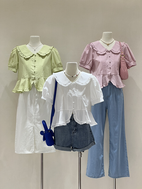 [kJ] Korean version simple baby collar wooden ear shirt 3285# zxl