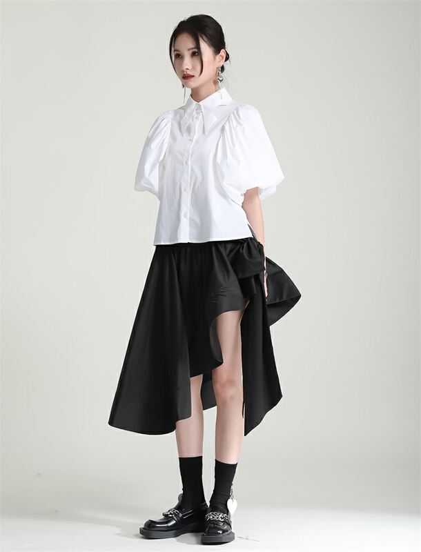 [Z & C] niche design bubble sleeve shirt 3169# LSW