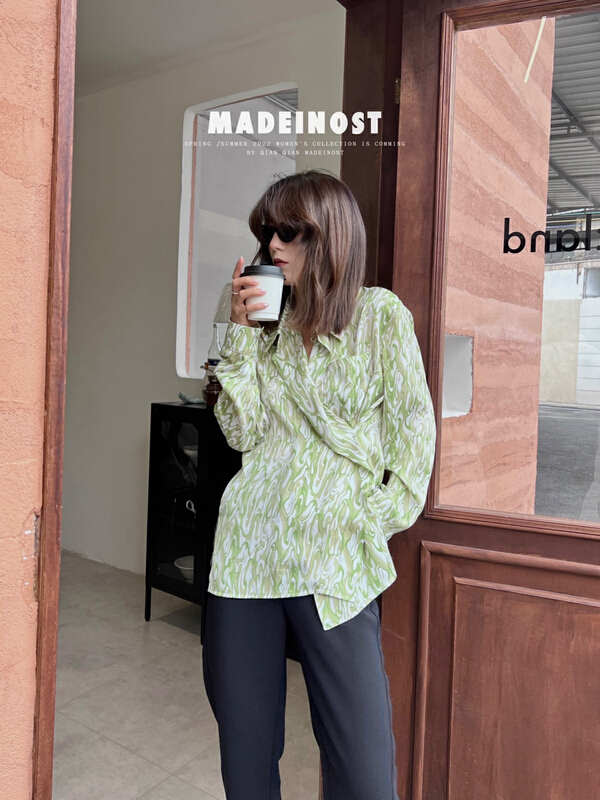 New year in early spring! [OSHA madeinost] Vintage irregular shirt 86116# ll