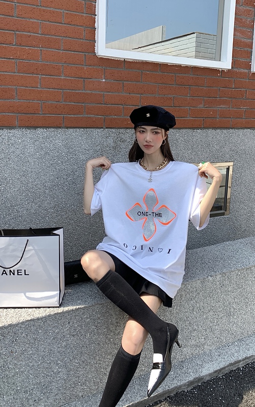 New in early summer! [our] foreign style printing hot drill short sleeve T-shirt 8721# LSW