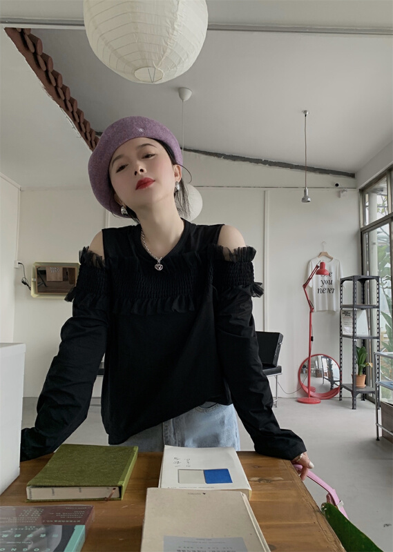 New year in early spring! [CB] Mori elegant solid color round neck shirt 9520# JJ