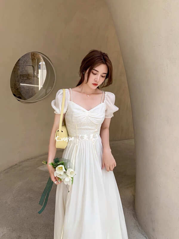 New in early summer! [c.vogue] simple solid color waist closing dress 2332# PCZ