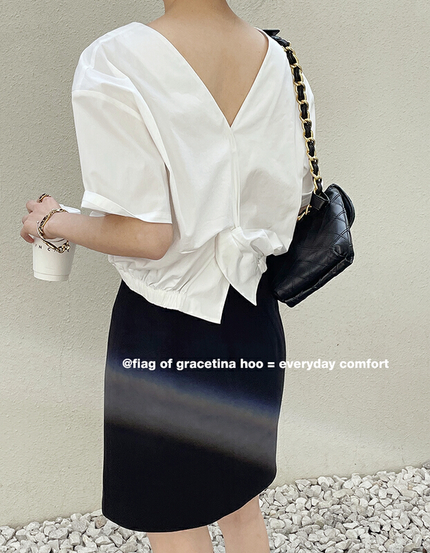 [gracetina Hoo] three dimensional knot design front and back two wear shirt cs967# zxl