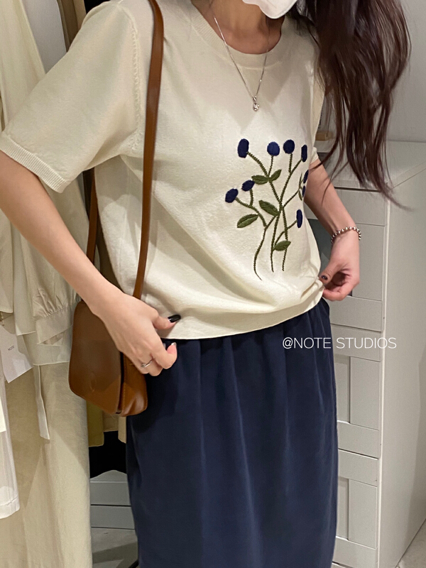 Original price 50.76! New year in early spring! [note] Vintage floret T-shirt 8803# HBx
