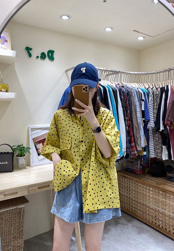 [da. 7] literary wave point short sleeve shirt 2368# LSL