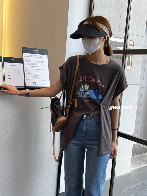 [wo/men] letter printed loose short sleeve T-shirt 2860\zxl