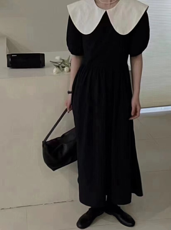 [Duomi] Korean color blocking large lapel waist lace up dress ys1-6628# zxl