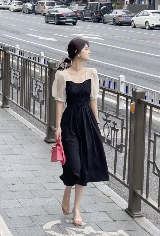[JH] splicing color contrast fashion dress (dress only) 41525# PCZ