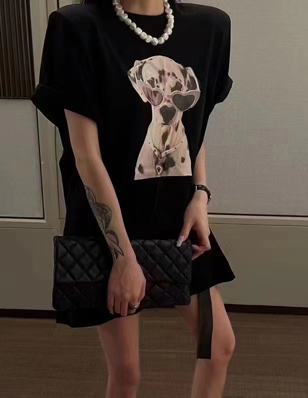 現貨!【K2 DESIGN】韓國墊肩愛心眼鏡狗短袖T恤  T21#  WTT