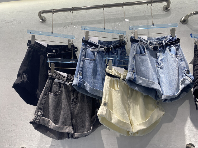 [Kamil] casual high waist cuffed denim shorts (with belt) ys3-2899# zjy