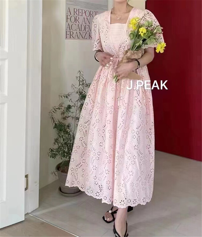 [rich] gentle temperament lady hollow out dress 2530# zyh