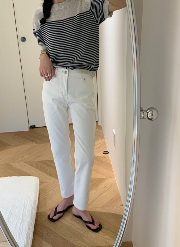[meet me] Korean versatile simple jeans ys-6981# ll