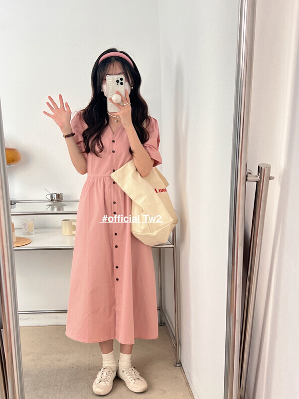 New in early summer! [TW2] new simple V-neck dress 15267# HBx