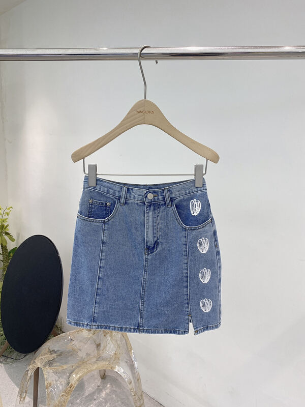 [Yang lotus] retro and versatile fashion A-line short skirt denim skirt s12204344# ozq