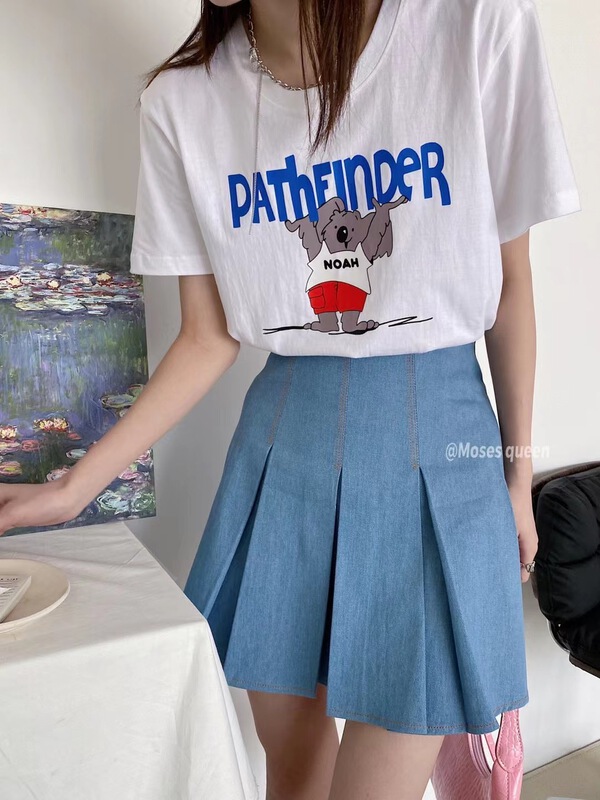 [mostly queen] Korean slim and versatile denim pleated skirt 50106# XYY