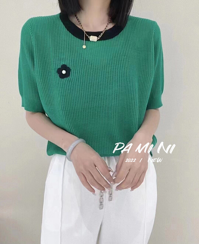 New in early summer! [pamini] fashionable and versatile little flower sweater 2299# HJC
