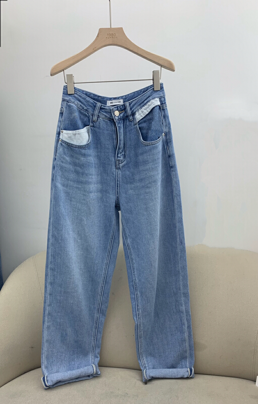 Original price 131.84! [1980] Korean style pocket stitching, slim fitting and versatile thin jeans 63230# zyh