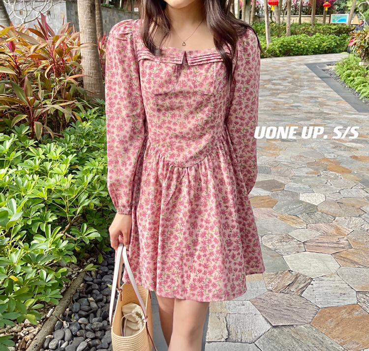 早春上新！【UONE】顯瘦氣質百搭連衣裙  97939#  LSL