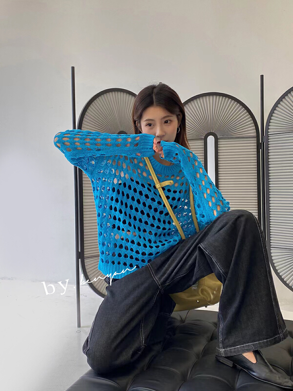 goods in stock! New year in early spring! [benyan] hollow out long sleeve versatile warm sweater by7328# zxx