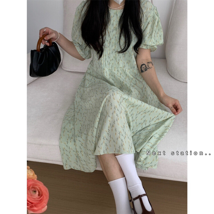 [station-221zs] sweet bubble sleeve # dress