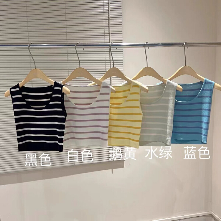 【火樂】冰絲條紋針織背心/吊帶  983#  WTT