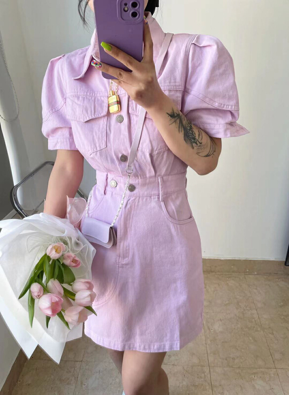goods in stock! New in early summer! [u say] niche design waist closing dress (with waist bag) 65198# LSL